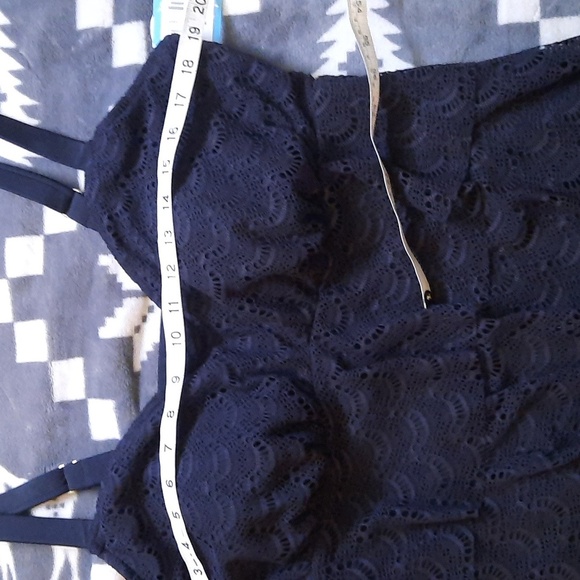 Macy's Swim Solutions NWT Black Triple Lace Tankini Wide Straps Top Size 18 - Picture 4 of 12